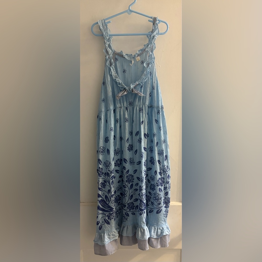 Eloise Anthropologie Ruffle Cotton Dress Size Medium